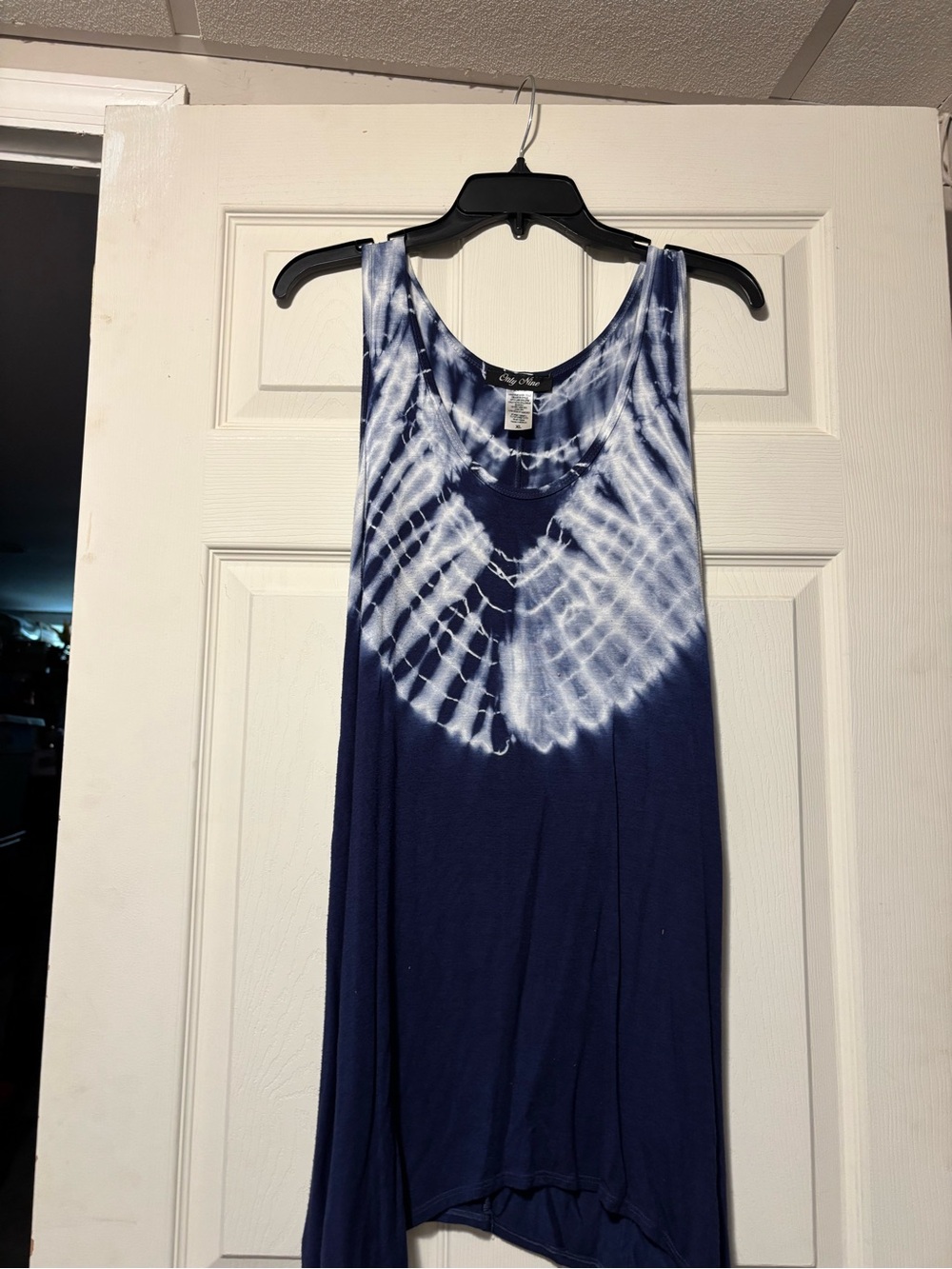 Navy Blue & White Tie-Dye Tank Top